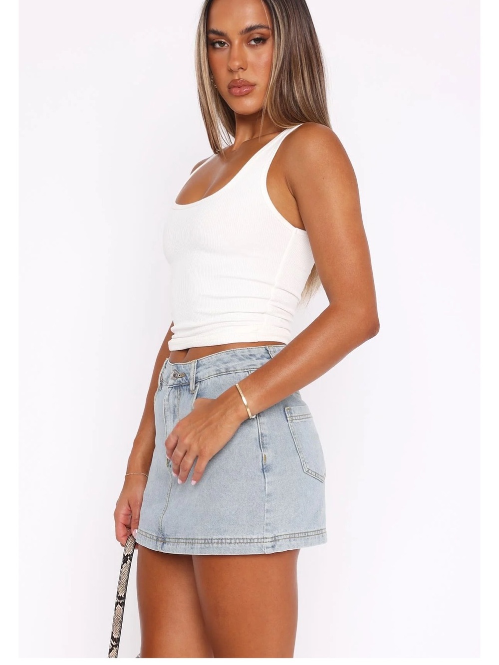 White Fox Boutique Light Blue Denim Mini Skirt